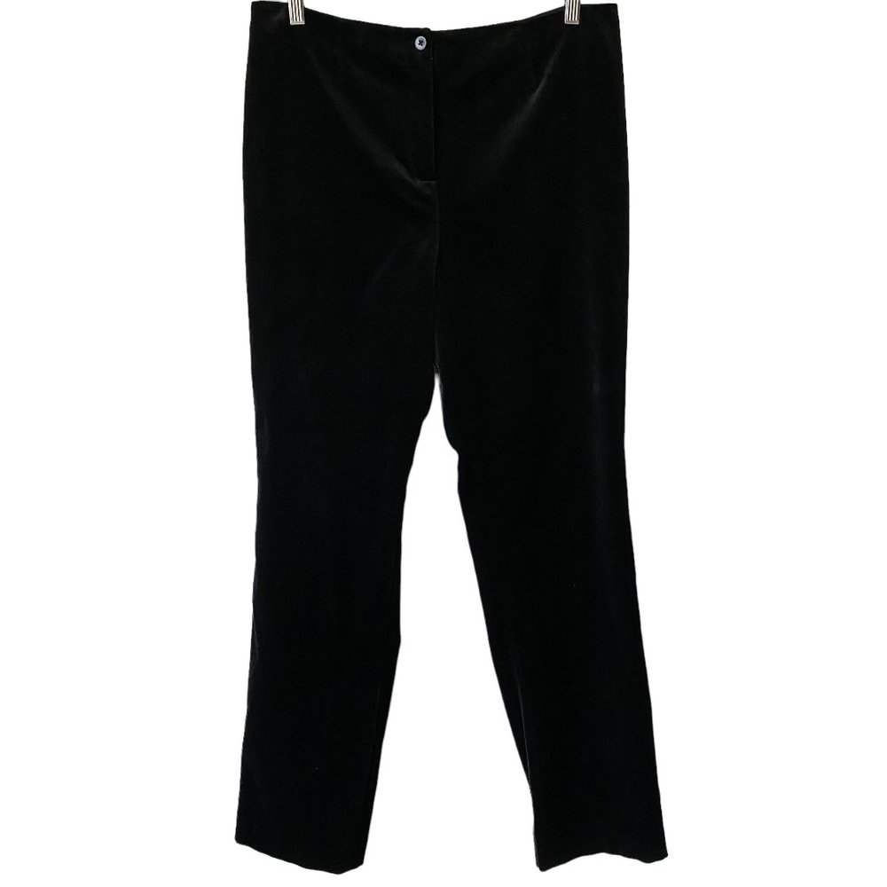 Ron Leal Velvet Trouser Pants Classic Black Holiday Party Size 10